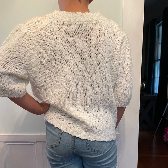 Vintage Shenanigans Floral Appliqué Short Sleeve Textured Sweater Size L… - Picture 4 of 10